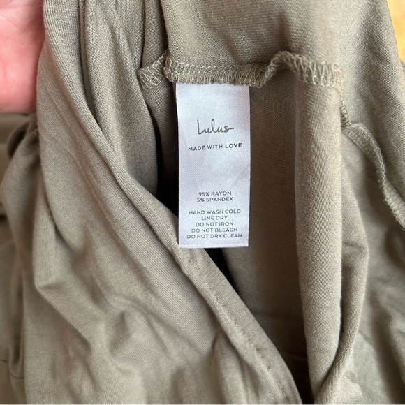 Lulus Watch The Sunset Washed Olive Green Slit Maxi Dress Women’s Size Large - Picture 5 of 6